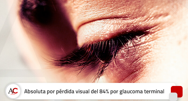 Absoluta por pérdida visual del 84% debido a un glaucoma terminal