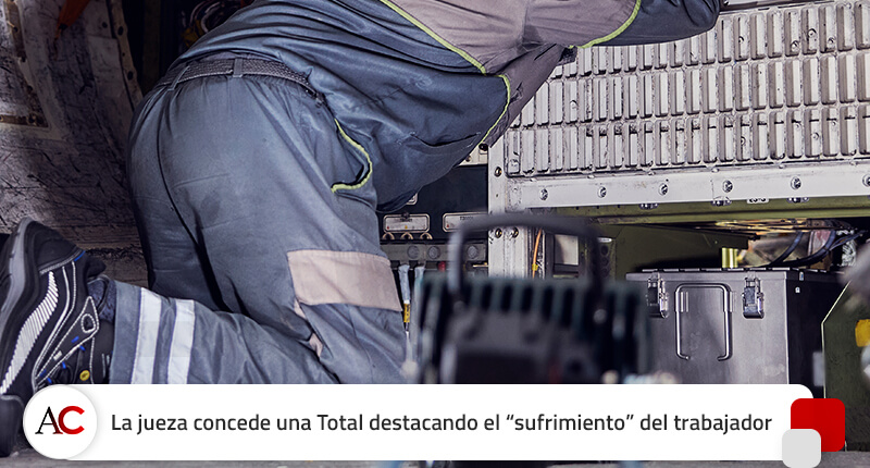 Una jueza de Madrid concede una Incapacidad Total destacando el “sufrimiento” del trabajador